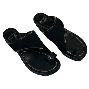 Donald Pliner Gyer Black Suede Wedge Sandal Womens Size 8M New $178